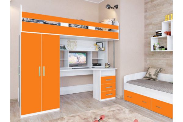 Кровать чердак Аракс винтерберг-оранжевый