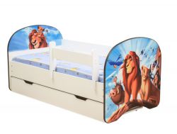 Кровать детская с фотопечатью с 1 ящиком Царь зверей