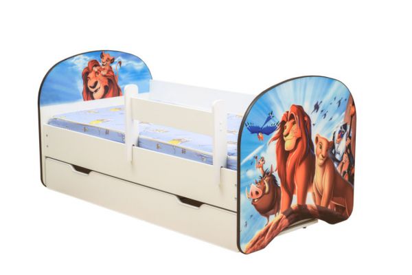 Кровать детская с фотопечатью с 1 ящиком Царь зверей