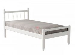 Кровать-10 одинарная с фигурными спинками из массива белая