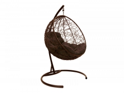 Подвесное кресло Кокон Круглый ротанг каркас коричневый-подушка коричневая