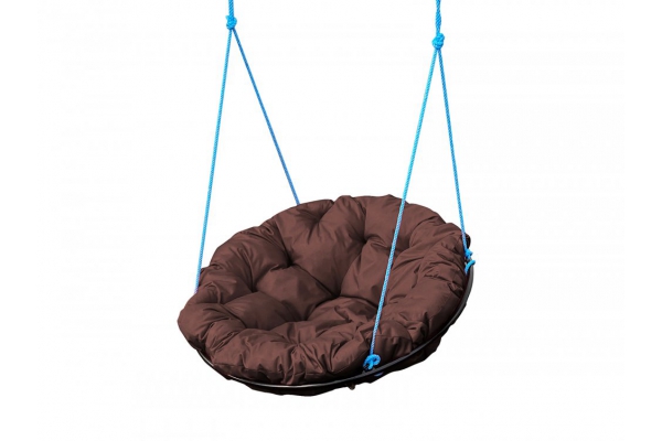 Кресло Папасан подвесное каркас чёрный-подушка коричневая