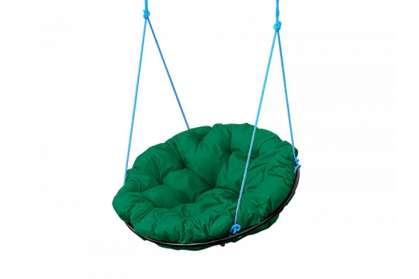 Кресло Папасан подвесное каркас чёрный-подушка зелёная