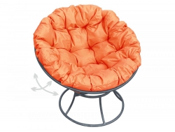 Кресло Папасан пружинка без ротанга каркас серый-подушка оранжевая