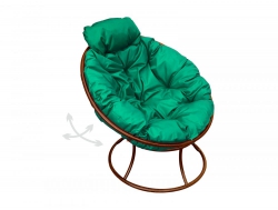 Кресло Папасан пружинка мини без ротанга каркас коричневый-подушка зелёная