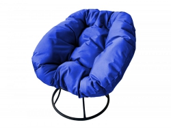 Кресло Пончик без ротанга каркас чёрный-подушка синяя