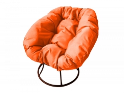 Кресло Пончик без ротанга каркас коричневый-подушка оранжевая