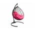 Подвесное кресло Кокон Капля ротанг каркас чёрный-подушка розовая