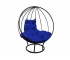 Кресло Кокон Круглый на подставке каркас чёрный-подушка синяя