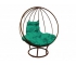 Кресло Кокон Круглый на подставке каркас коричневый-подушка зелёная