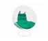 Кресло Кокон Круглый на подставке ротанг каркас белый-подушка зелёная