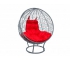 Кресло Кокон Круглый на подставке ротанг каркас серый-подушка красная
