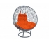Кресло Кокон Круглый на подставке ротанг каркас серый-подушка оранжевая