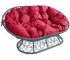 Диван Мамасан с ротангом каркас cерый-подушка красная
