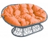 Диван Мамасан с ротангом каркас cерый-подушка оранжевая