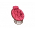 Кресло Папасан мини с ротангом каркас коричневый-подушка красная