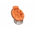 Кресло Папасан мини с ротангом каркас коричневый-подушка оранжевая