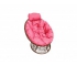 Кресло Папасан мини с ротангом каркас коричневый-подушка розовая