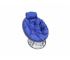 Кресло Папасан мини с ротангом каркас серый-подушка синяя