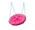 Кресло Папасан подвесное каркас чёрный-подушка розовая