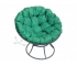 Кресло Папасан пружинка без ротанга каркас серый-подушка зелёная