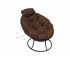 Кресло Папасан пружинка мини без ротанга каркас чёрный-подушка коричневая