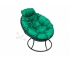 Кресло Папасан пружинка мини без ротанга каркас чёрный-подушка зелёная