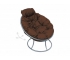 Кресло Папасан пружинка мини без ротанга каркас серый-подушка коричневая