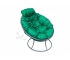 Кресло Папасан пружинка мини без ротанга каркас серый-подушка зелёная