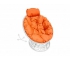 Кресло Папасан пружинка мини с ротангом каркас белый-подушка оранжевая