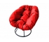 Кресло Пончик без ротанга каркас чёрный-подушка красная