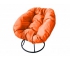 Кресло Пончик без ротанга каркас чёрный-подушка оранжевая