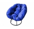 Кресло Пончик без ротанга каркас чёрный-подушка синяя