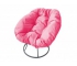 Кресло Пончик без ротанга каркас серый-подушка розовая