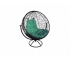 Кресло Кокон Круглый вращающийся ротанг каркас чёрный-подушка зелёная