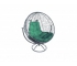 Кресло Кокон Круглый вращающийся ротанг каркас серый-подушка зелёная