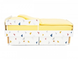 Кровать Stumpa Классика ящики, бортик рисунок Треугольники желто-сине-розовый