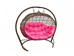 Подвесной диван Кокон Улей каркас коричневый-подушка розовая