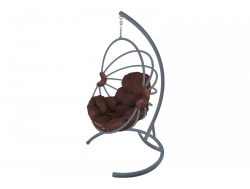 Подвесное кресло Кокон Веер каркас серый-подушка коричневая