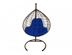 Подвесное кресло Кокон XL ротанг каркас коричневый-подушка синяя