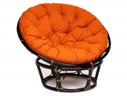 Кресло Papasan 23/01 W с подушкой Antique brown, ткань Оранжевый