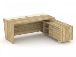 Стол руководителя с тумбой Corner COR.SRT-20 (R) Гикори Песочный/Ваниль