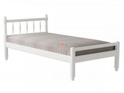 Кровать-10 двойная с фигурными спинками из массива белая